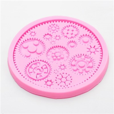 Молд для заливки Доляна «Шестерёнки», силикон, d=10.5 см, розовый