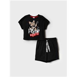 Комплект трикотажный для девочек: фуфайка (футболка), шорты