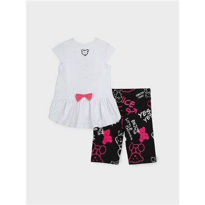 Комплект трикотажный для девочек: брюки (легинсы укороченные), фуфайка (футболка)