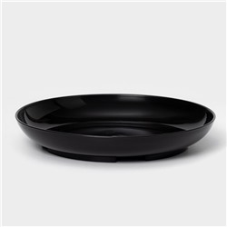 Горшок для цветов с поддоном Доляна «Голди. Листья», 1.6 л, d=14 см, h=15.5 см, пластиковый, цвет чёрный