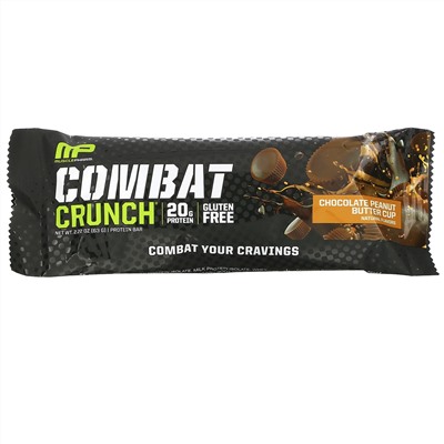 MusclePharm, Combat Crunch Protein Bars, Chocolate Peanut Butter Cup, 12 Bars, 2.22 oz (63 g) Each