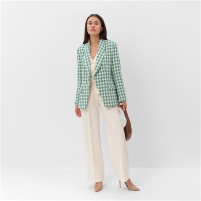 Пиджак женский твидовый двубортный MIST, размер 48. зелёный