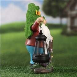 Садовая фигура - фонарь «Гном Welcome» 9×15×25 см, Greengo