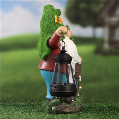 Садовая фигура - фонарь «Гном Welcome» 9×15×25 см, Greengo