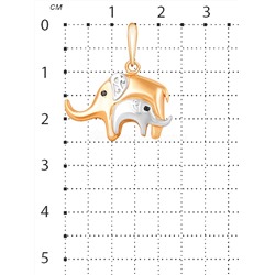 Подвеска из золочёного серебра с фианитами и родированием - Слоники 925 пробы 3-5472рз216