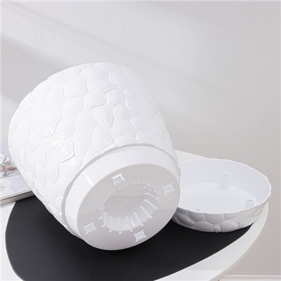 Горшок для цветов с поддоном «Камешки», 8 л, пластиковый, белый