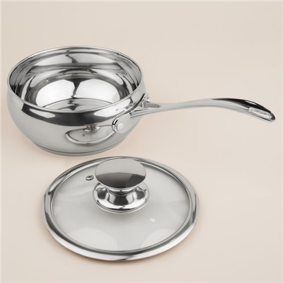 Ковш SL Home «Олла», 1.5 л, d=16 см, h=7.5 см, с крышкой, индукция, нержавеющая сталь