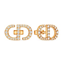 Серьги-пусеты из золочёного серебра с фианитами 925 пробы 2-019з200