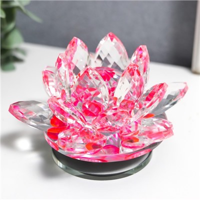 Фигурка стекло «Розовый лотос на подставке», вращается 5.5×9×9 см