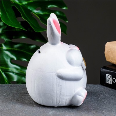 Копилка для денег «Заяц пухлый», гипс, белый, 15 см