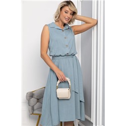 Платье с кокеткой (серо-голубое) П10489