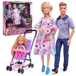 Кукла София беременная 29 см, с Алексом, дочкой (с акс., руки и ноги сгиб.)