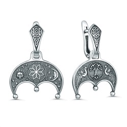 Серьги двусторонние из чернёного серебра - Лунница (2в1) 2100063