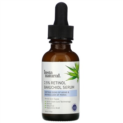 InstaNatural, сыворотка с бакучиолом и ретинолом 2,5%, 30 мл (1 жидк. унция)