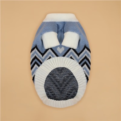 Свитер для животных «Волна», размер L, ДС 29, ОШ 29, ОГ 29-49 см, голубой