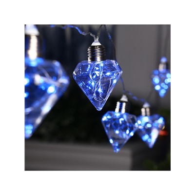 Гирлянда «Нить» 3 м с насадками «Лампочки кристалл», IP20, прозрачная нить, 80 LED, свечение синее, 8 режимов, 220 В