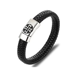 Браслет из кожи и стали, ALB65