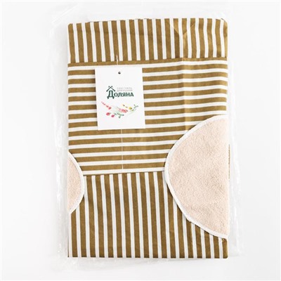 Фартук «Доляна», зелёный, в полоску, с карманами, 70×65 см