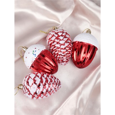 Новогоднее украшение Шишки 4 штуки 9х7 см / WF-170/уп 72/