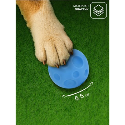Игрушка пищащая "Мячик" для собак, 6,5 см, голубая