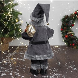 Дед Мороз под ёлку «Зимнее волшебство. Новогодняя игрушка с ремешком и с фонариком» двигается, с подсветкой, 40 см, серый