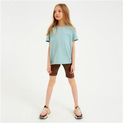 Футболка детская однотонная MINAKU: Basic line, цвет аквамарин, рост 134 см