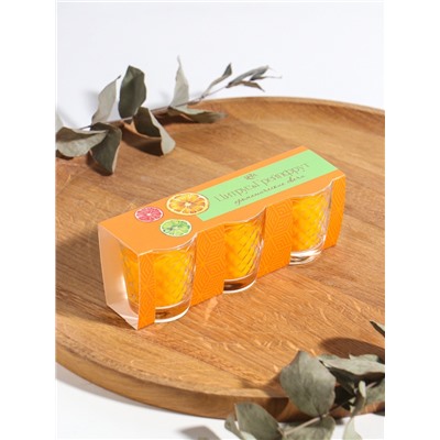 Ароматическая свеча в стакане, набор 3 шт., по 50 мл, 10 ч, 32 г, цитрус-грейпфрут