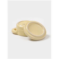 Горшочек для запекания Доляна «Зефир», 250 мл, 15×10.5×6.3 см, с ручками, с крышкой, керамика, жёлтый