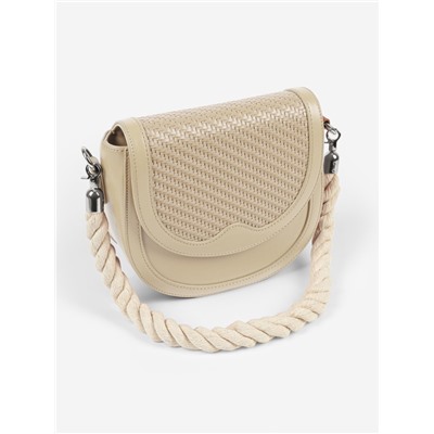 Ручка для сумки, канат, 60×1.5 см, с карабинами, цвет кремовый, серебряный