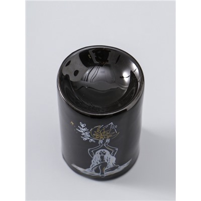 УЦЕНКА Аромалампа керамика "Я выбираю себя" чёрная с золотом 7,2х7,2х11,6 см