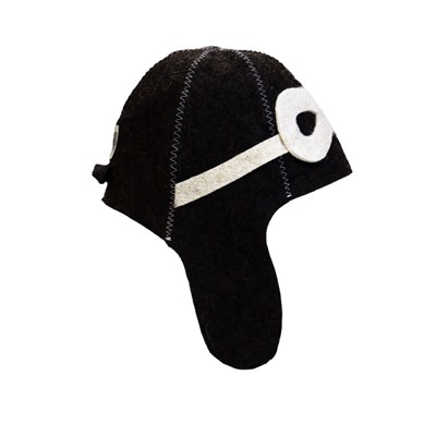 Шапка для бани и сауны «Шлем пилота», полиэфир 70%, шерсть 30%, тёмная, «Добропаровъ»