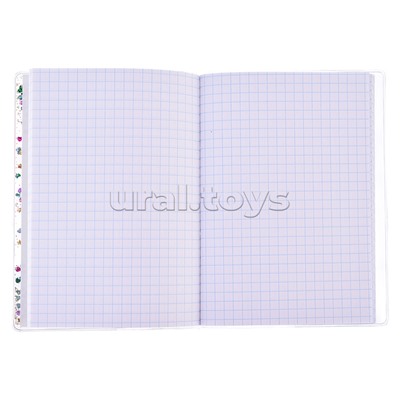 Блокнот 56 л., клетка "Коты с арбузами" с гелевым наполнением  А6, 11х15 см, на скрепке