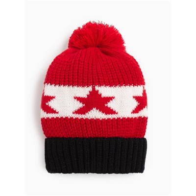 Шапка MINAKU с помпоном, размер 50-52, красная