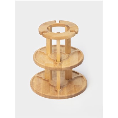 Менажница Adelica, 3-х ярусная с подставкой для вина, d=30×1.8 см, d=26×1.8 см, d=20×1.8 см, дерево берёза, в подарочной коробке