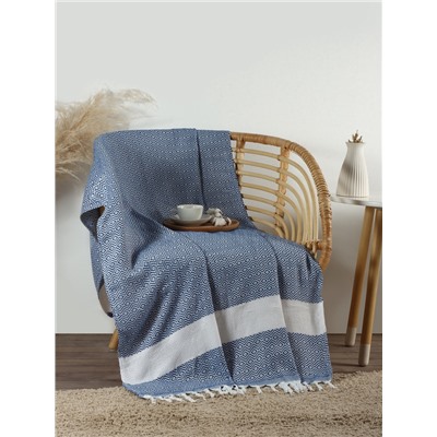 Плед с кисточками «Этель» East, 100×180 см, синий