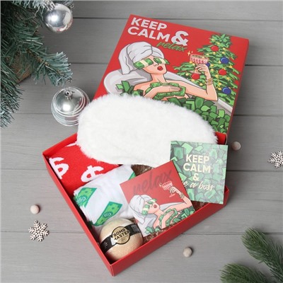 Новогодний подарочный набор KAFTAN «Relax» носки размер 36-39 (23-25 см), бомбочка для ванн