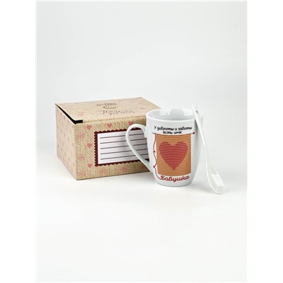 Кружка керамическая с ложкой «Бабушка», 310 мл