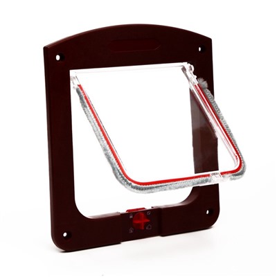 УЦЕНКА Дверь для животных с 4 режимами, проем 15×15.5 (общ. 22.5×20 см), тёмно-коричневая