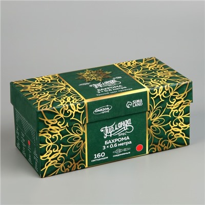 Гирлянда «Бахрома» 3×0.6 м, IP44, УМС, тёмная нить, 160 LED, свечение красное, 220 В