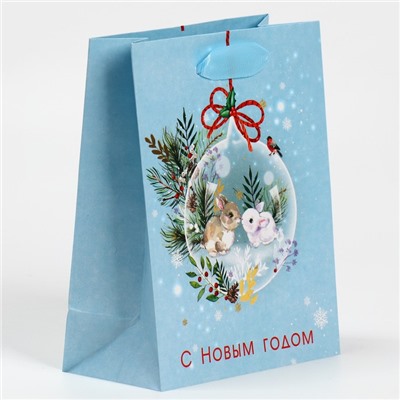 Пакет подарочный новогодний ламинированный «Нежность», 12×15×5.5 см
