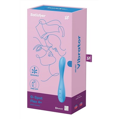 Голубой гибкий вибромассажер Satisfyer G-Spot Flex 4+ - 19 см.