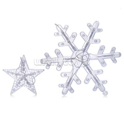 Электрогирлянда-занавес светодиодная "Снежинки", теплый