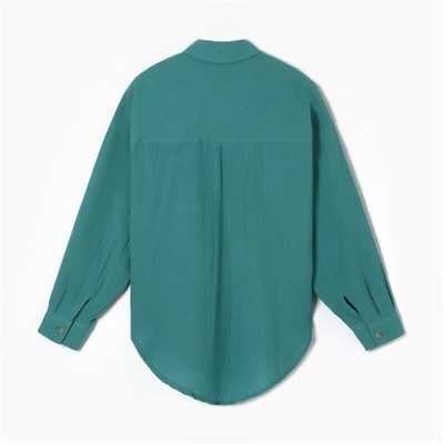 Рубашка женская оверсайз MIST Muslin, размер 42, бирюзовая