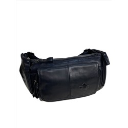 Сумка мужская на пояс из натуральной кожи, цвет черный