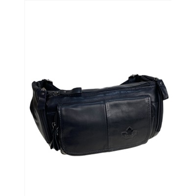 Сумка мужская на пояс из натуральной кожи, цвет черный