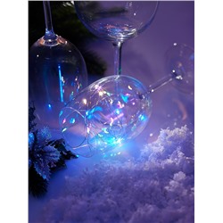 Гирлянда «Нить» 3 м, роса, IP20, серебристая нить. 30 LED, от батареек AG13×3, 3 режима, свечение мульти