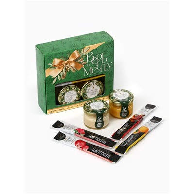 Подарочный набор новогодний «Верь в мечту»: крем-мёд 2 шт., мёд в стиках 4 шт.