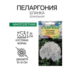 Семена цветов Пеларгония "Бланка ", ц/п,  зональная, F1, 4 шт