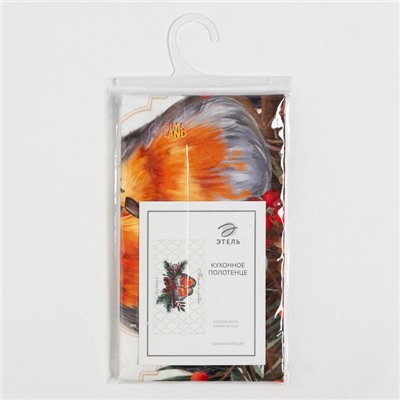 Полотенце Этель Winter robin 40×73 см, 100% хлопок, саржа 190 г/м²