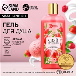 Гель для душа «Сияй ярче всех», 250 мл, аромат ягодный сорбет, Чистое счастье